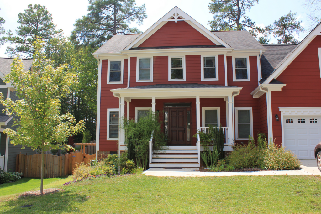 two story red house